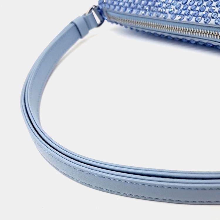 Pre Owned Prada Blue Satin Satin Triangle Mini Bag