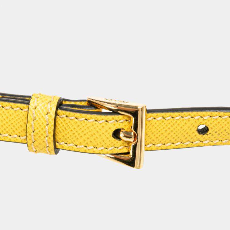 Pre Owned Prada Yellow Saffiano Lux Odette Satchel