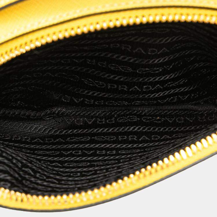 Pre Owned Prada Yellow Saffiano Lux Odette Satchel