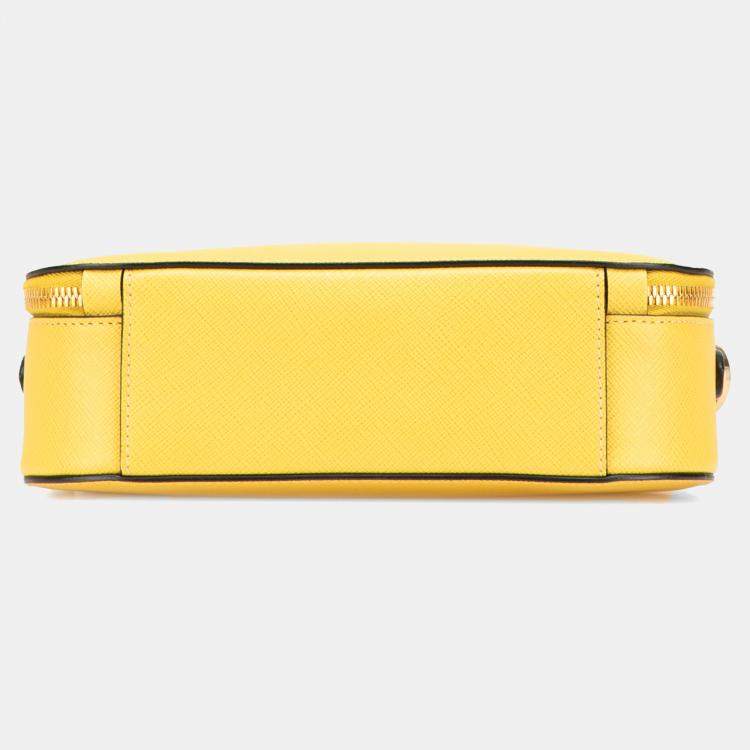 Pre Owned Prada Yellow Saffiano Lux Odette Satchel