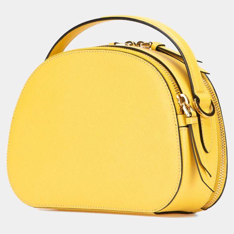 Pre Owned Prada Yellow Saffiano Lux Odette Satchel