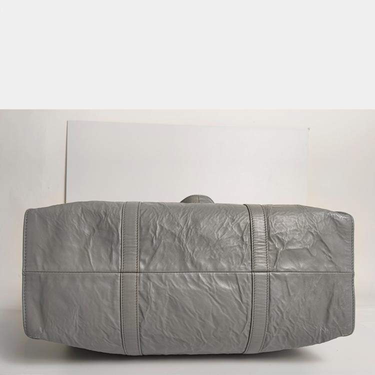 Pre Owned Prada Grey Antique Nappa Leather Medium  Tote Bag