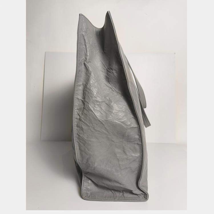 Pre Owned Prada Grey Antique Nappa Leather Medium  Tote Bag