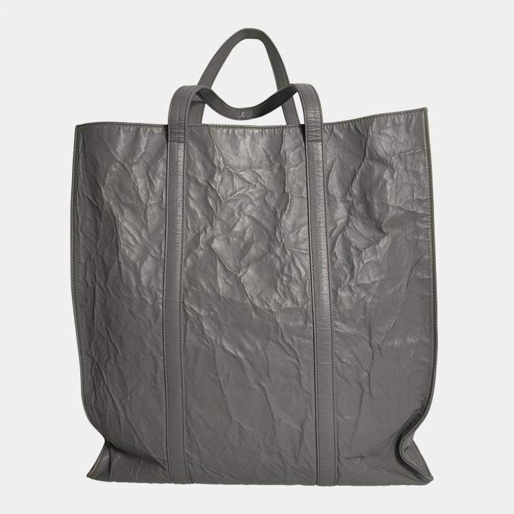 Pre Owned Prada Grey Antique Nappa Leather Medium  Tote Bag