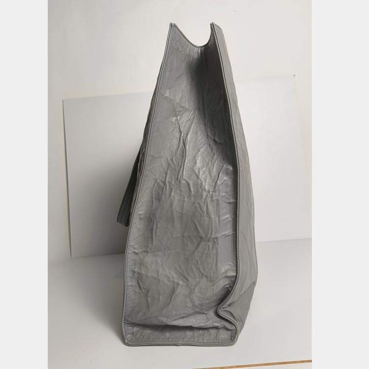 Pre Owned Prada Grey Antique Nappa Leather Medium  Tote Bag