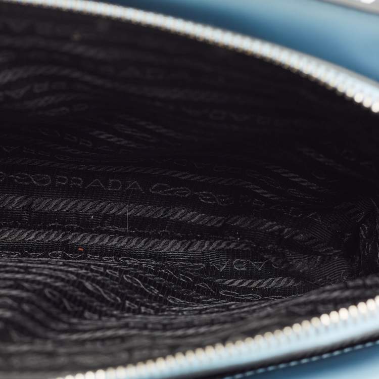 Pre Owned Prada Light Blue Brushed Leather Mini Re-edition 1995 Tote