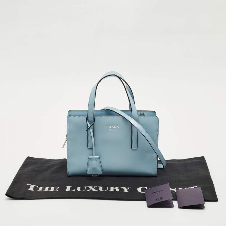 Pre Owned Prada Light Blue Brushed Leather Mini Re-edition 1995 Tote