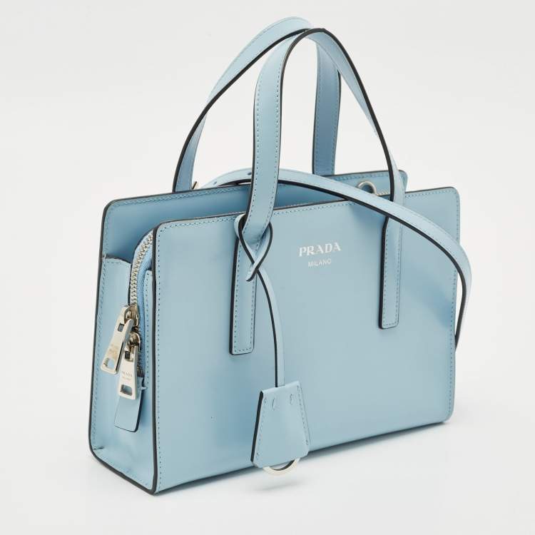 Pre Owned Prada Light Blue Brushed Leather Mini Re-edition 1995 Tote
