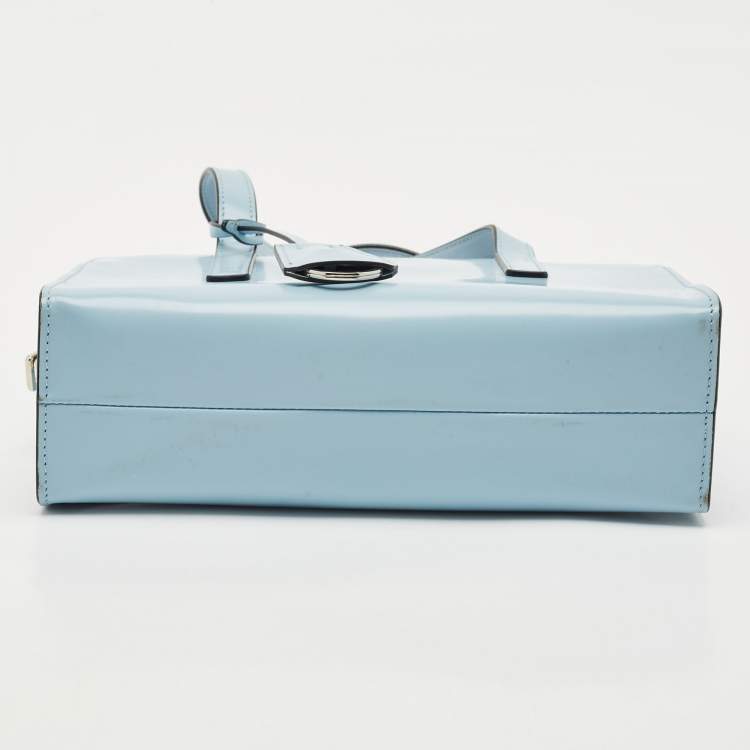 Pre Owned Prada Light Blue Brushed Leather Mini Re-edition 1995 Tote