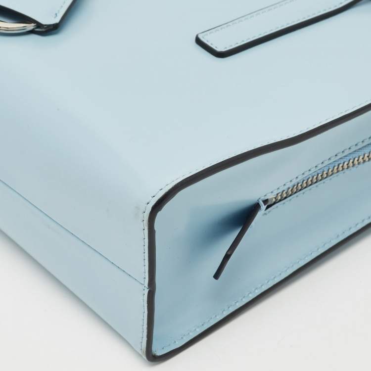 Pre Owned Prada Light Blue Brushed Leather Mini Re-edition 1995 Tote