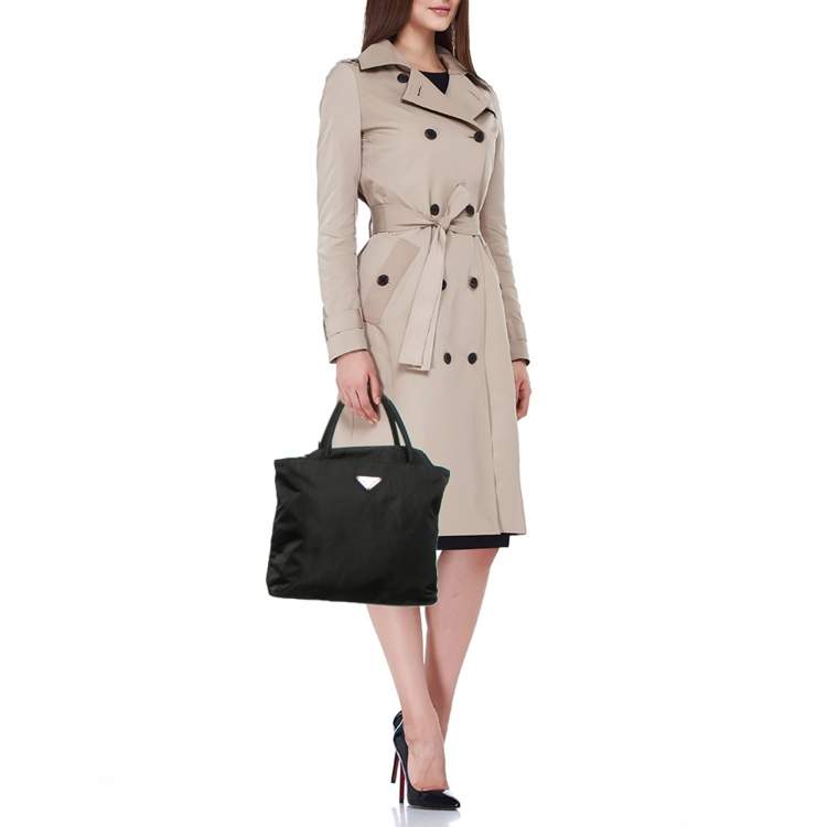 Pre Owned Prada Black Tessuto City Zip Tote