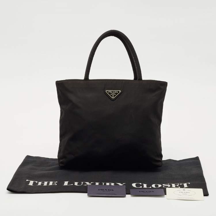 Pre Owned Prada Black Tessuto City Zip Tote