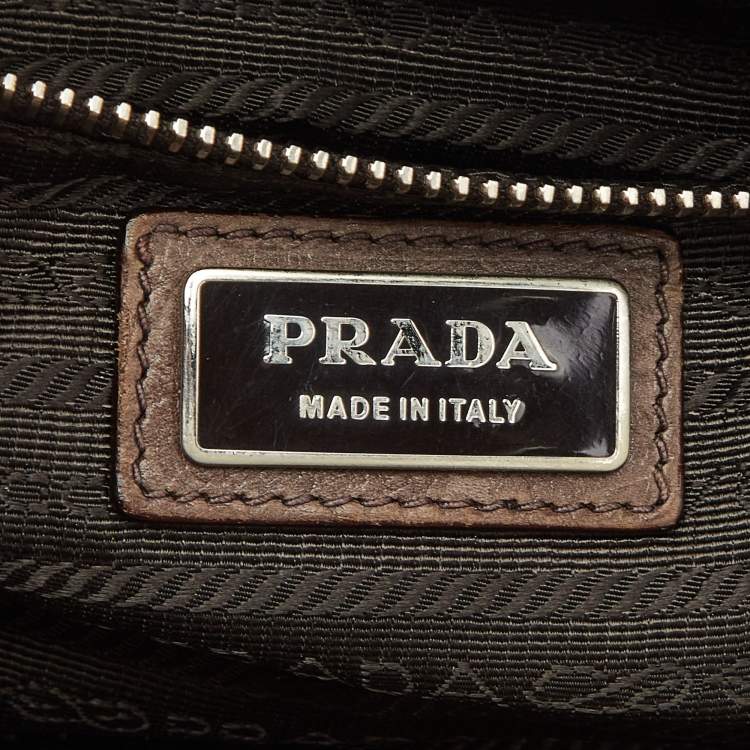 Pre Owned Prada Brown Ombre Leather Glace Zippers Bauletto Bag