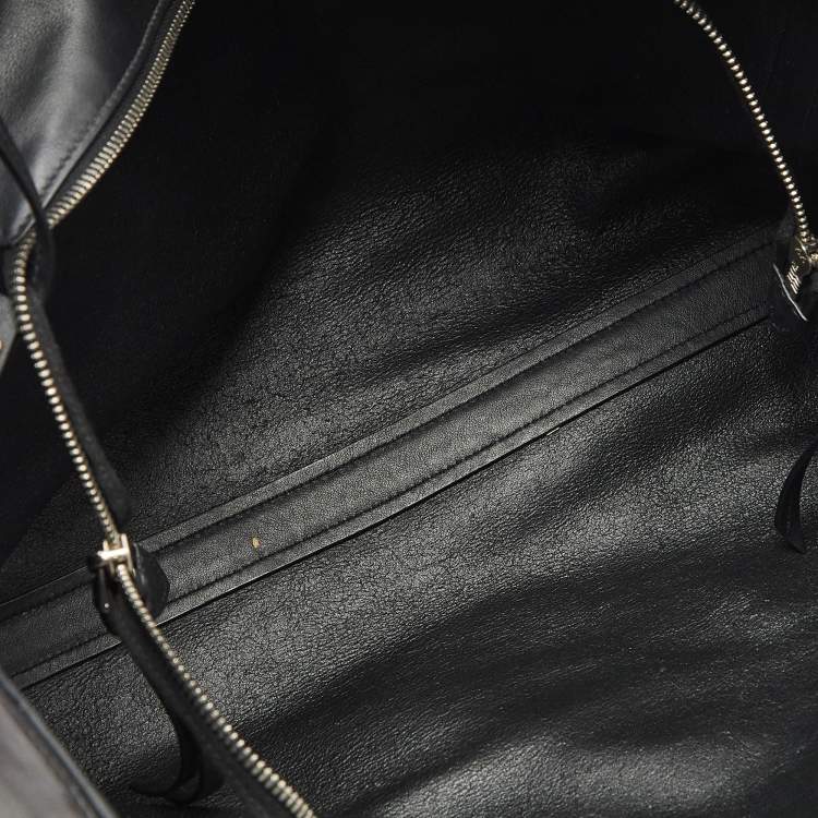 Pre Owned Prada Black/White Grace Lux Leather Large Ouverture Tote
