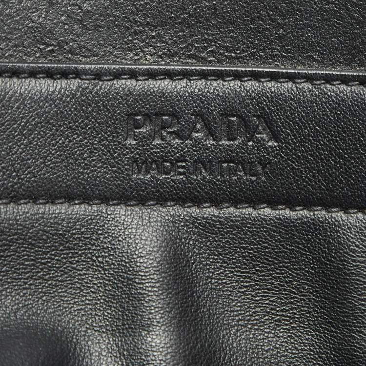 Pre Owned Prada Black/White Grace Lux Leather Large Ouverture Tote
