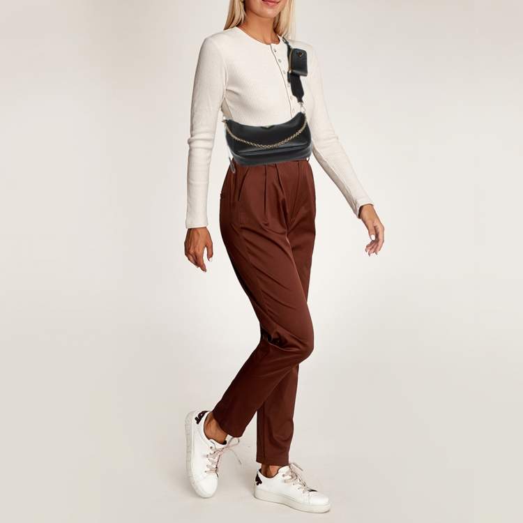 Pre Owned Prada Black Saffiano Lux Leather Re-Edition 2005 Bag