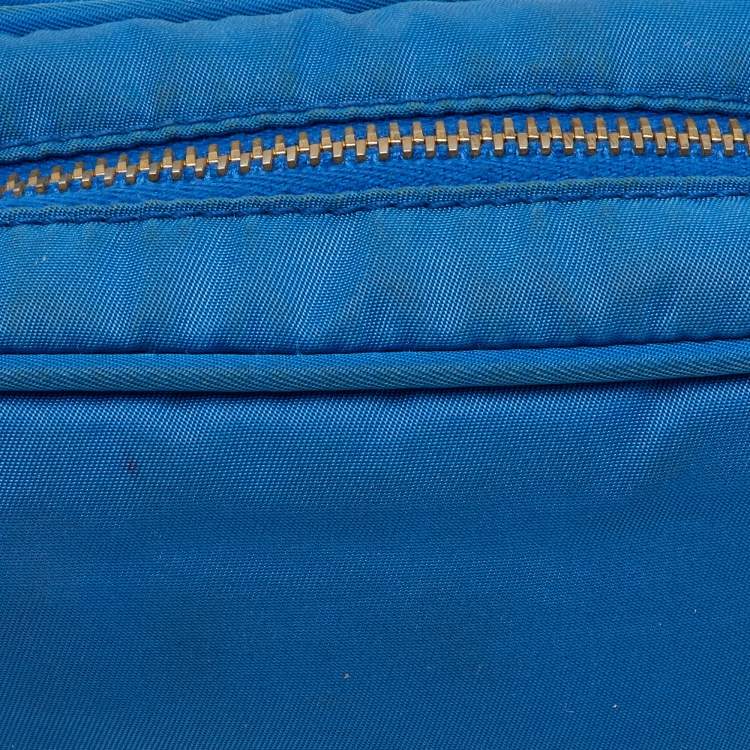 Pre Owned Prada Blue Tessuto Nylon and Leather Bow Camera Crossbody Bag