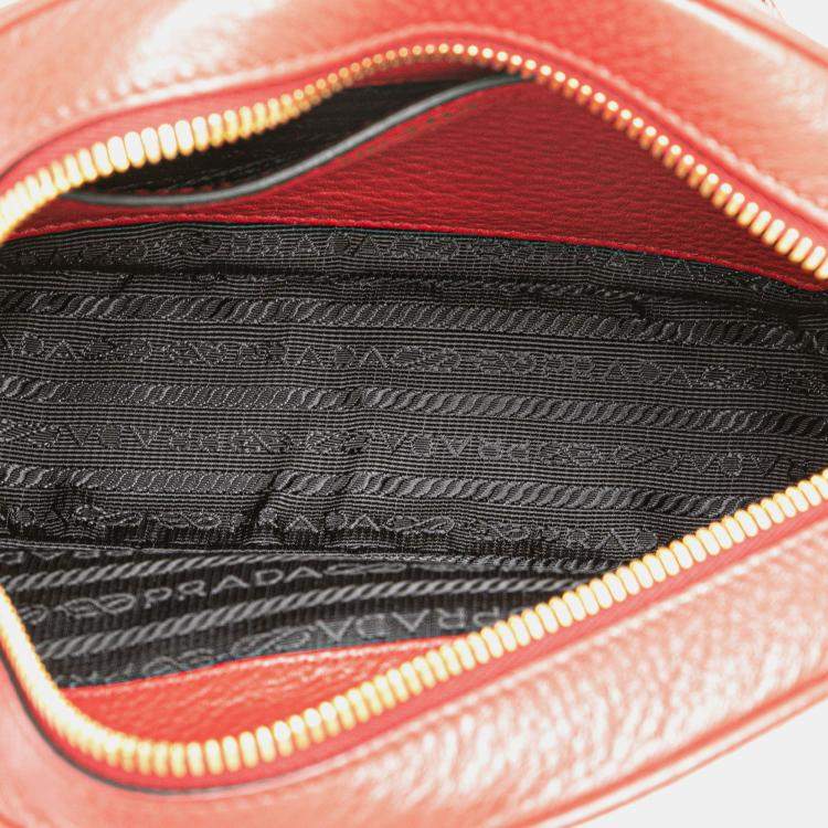 Pre Owned Prada Red Vitello Daino Dome Crossbody