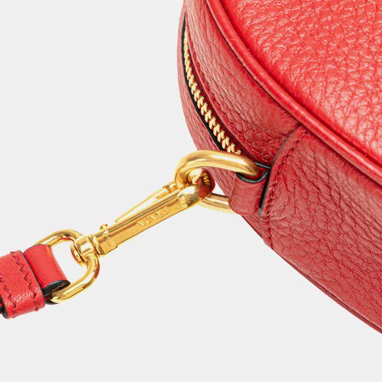 Pre Owned Prada Red Vitello Daino Dome Crossbody