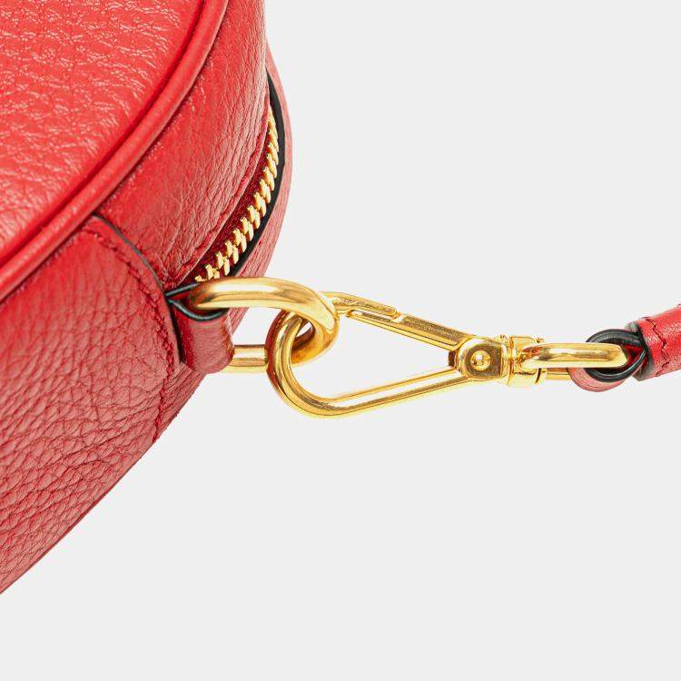 Pre Owned Prada Red Vitello Daino Dome Crossbody