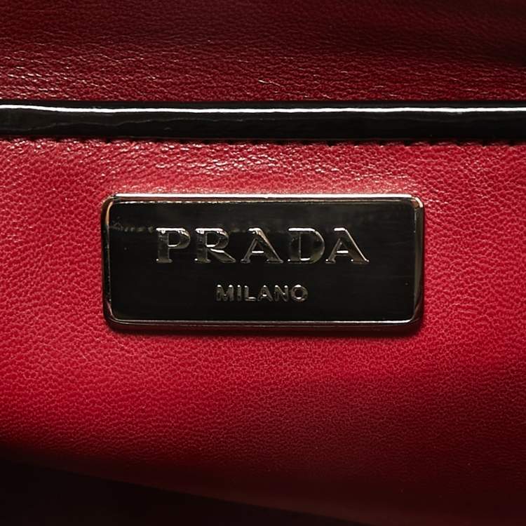 Pre Owned Prada Black Patent Leather Large Double Zip Tote