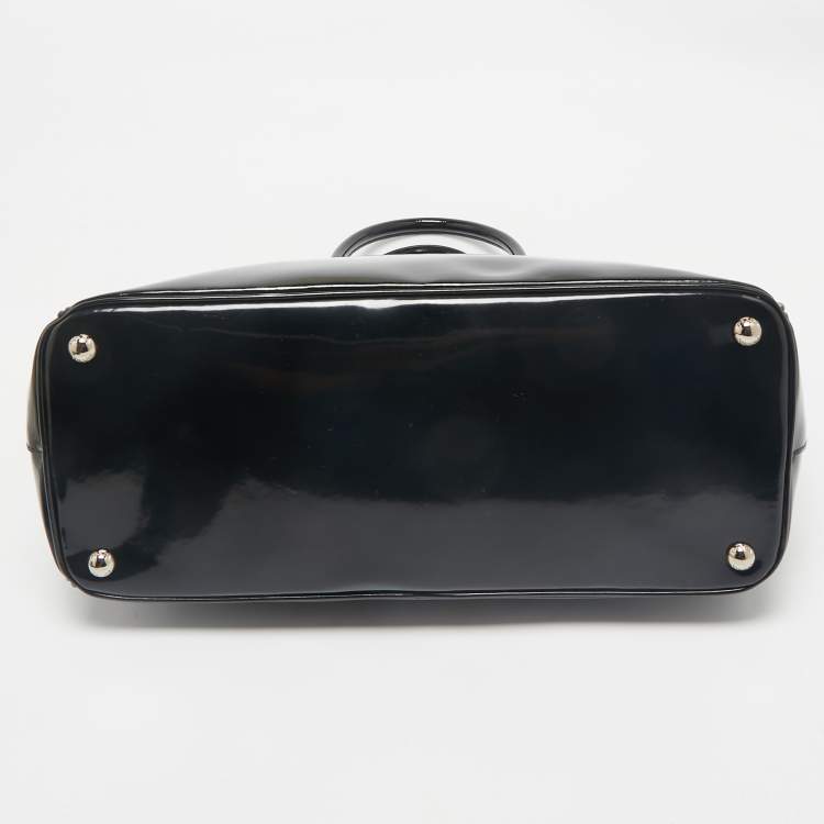 Pre Owned Prada Black Patent Leather Large Double Zip Tote