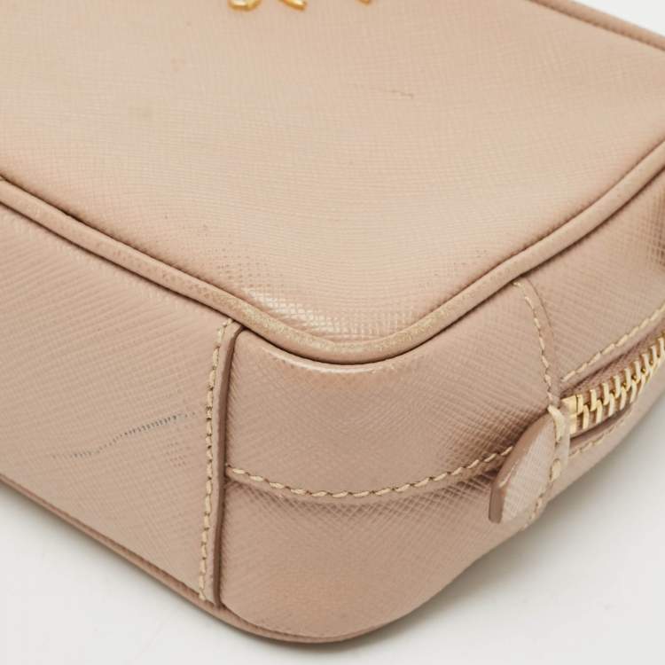 Pre Owned Prada Old Rose Saffiano Leather Mini Camera Crossbody Bag