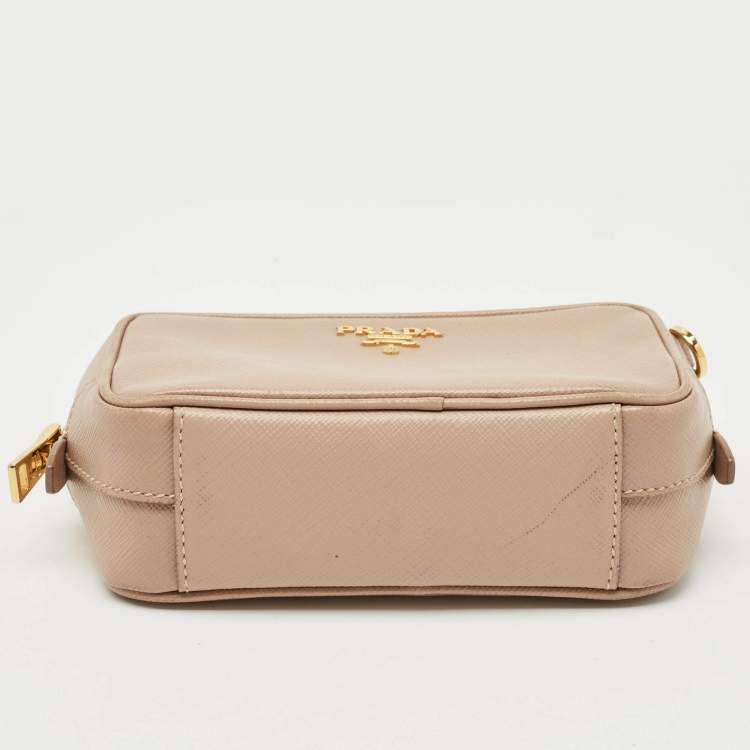 Pre Owned Prada Old Rose Saffiano Leather Mini Camera Crossbody Bag