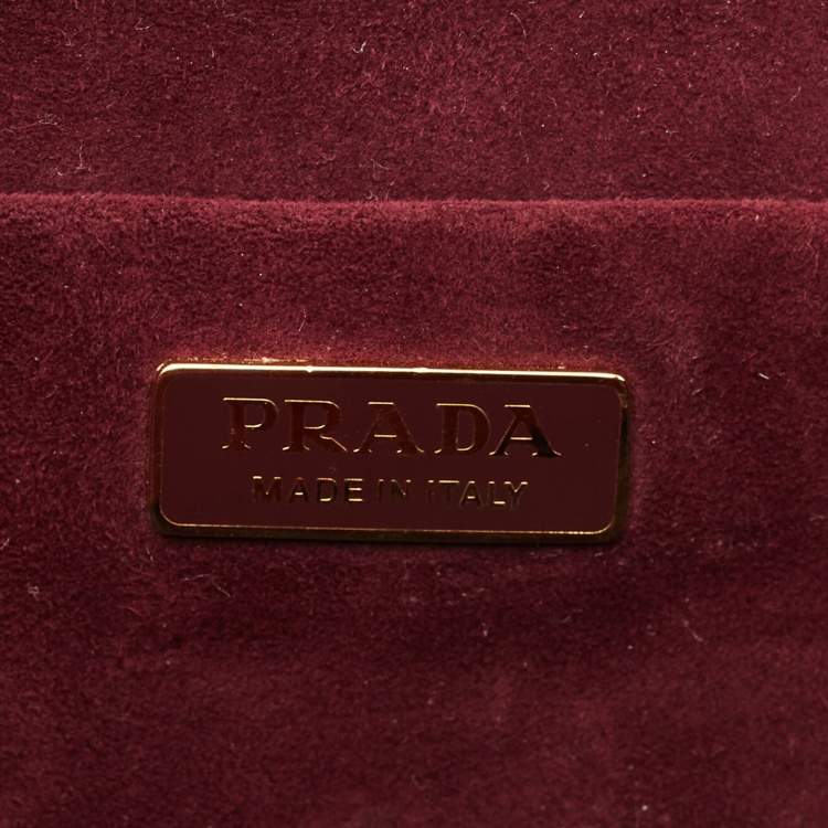 Pre Owned Prada Burgundy/Pink Velvet Logo Chain Crossbody Bag