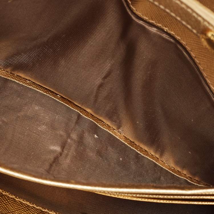 Pre Owned Prada Gold Saffiano Metal Leather Wallet on Chain