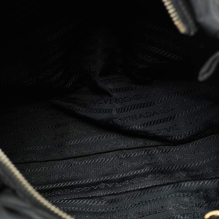 Pre Owned Prada Black Nylon and Saffiano Leather Front Zip Tote