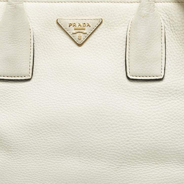 Pre Owned Prada White Vitello Daino Leather Tote