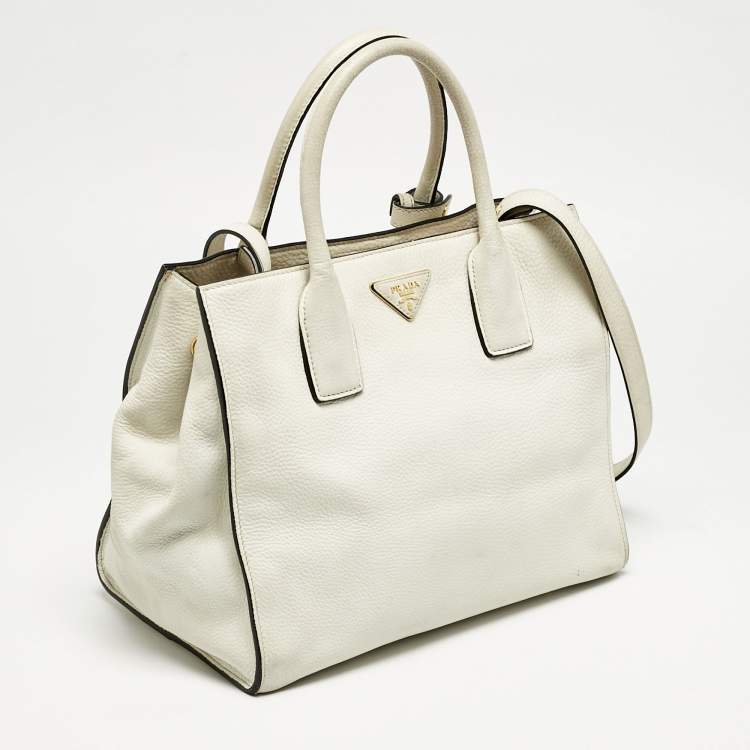 Pre Owned Prada White Vitello Daino Leather Tote