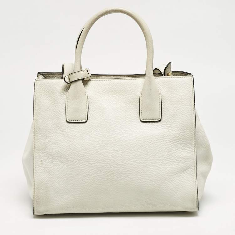 Pre Owned Prada White Vitello Daino Leather Tote