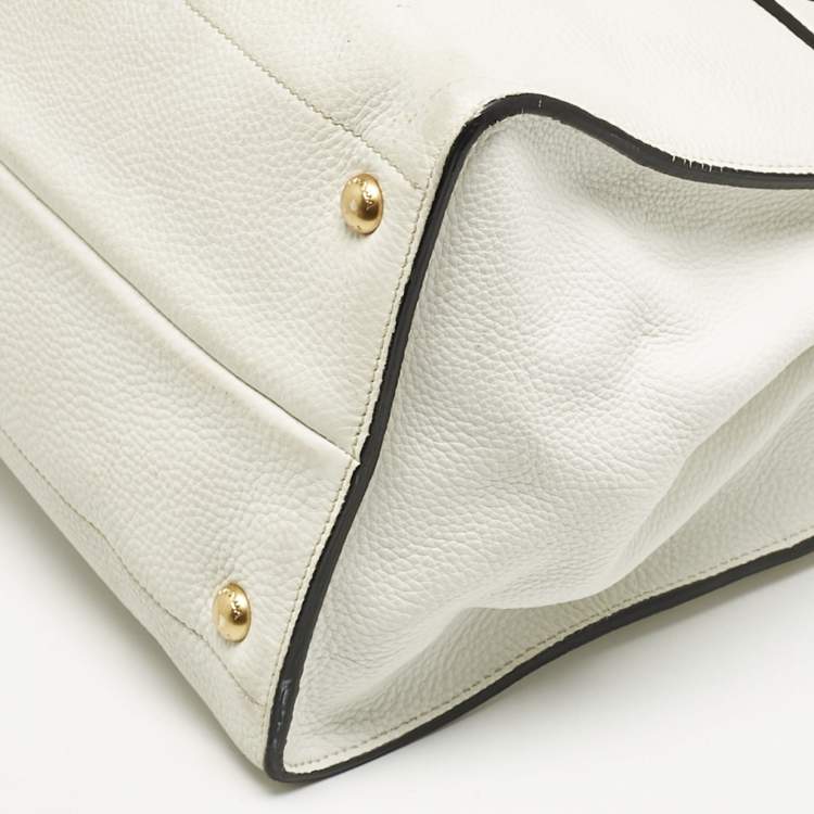 Pre Owned Prada White Vitello Daino Leather Tote