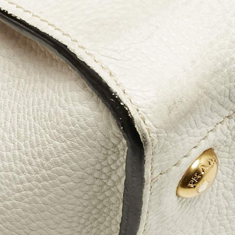 Pre Owned Prada White Vitello Daino Leather Tote