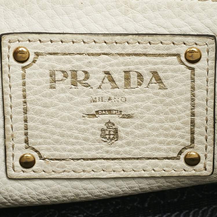 Pre Owned Prada White Vitello Daino Leather Tote