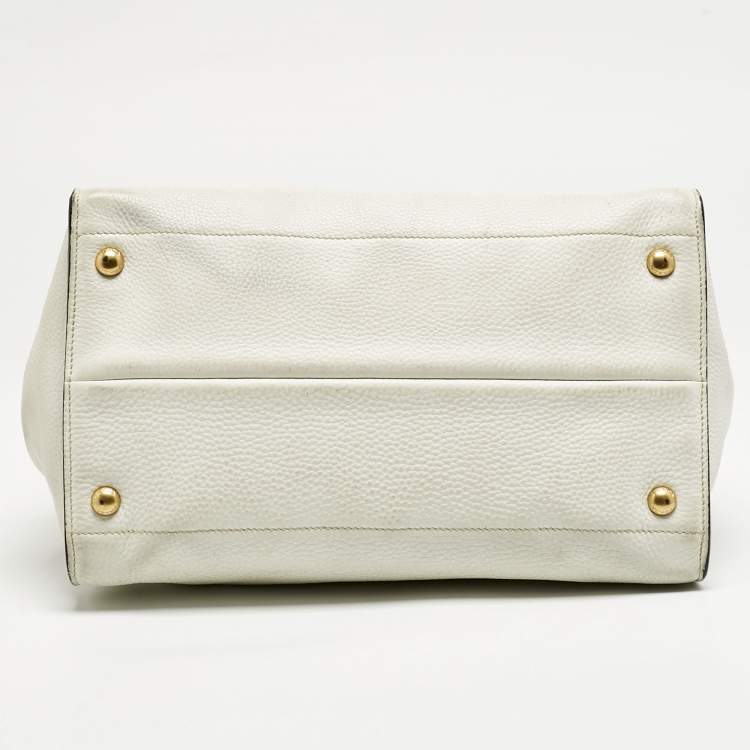 Pre Owned Prada White Vitello Daino Leather Tote