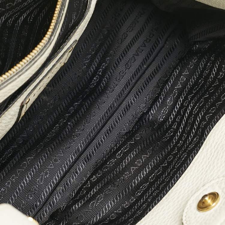 Pre Owned Prada White Vitello Daino Leather Tote