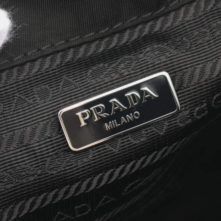 Pre Owned Prada Re-Nylon Black Saffiano Leather Shoulder Bag 