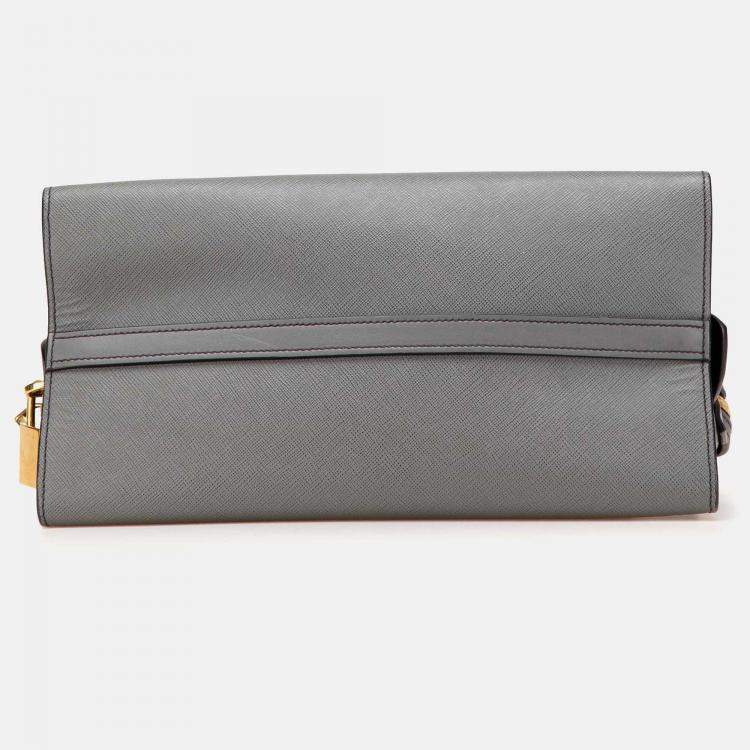 Pre Owned Prada Grey Saffiano and City Calf Esplanade Bag