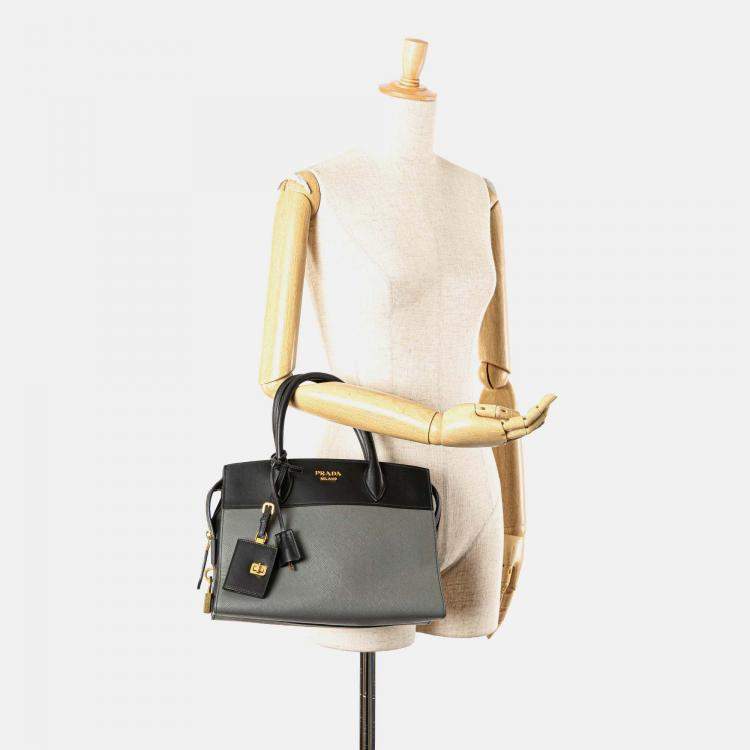 Pre Owned Prada Grey Saffiano and City Calf Esplanade Bag