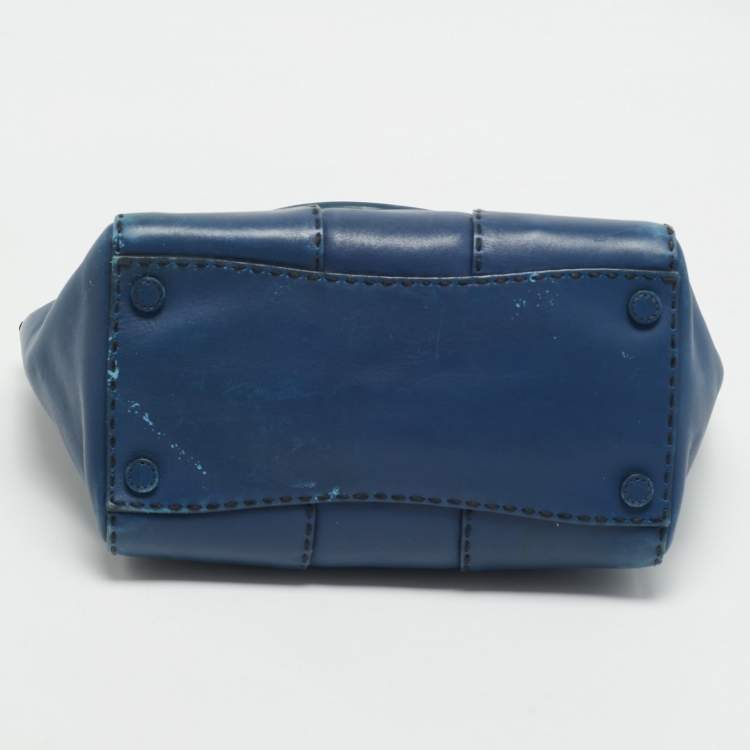 Pre Owned Prada Blue City Calf Leather Twin Pocket Tote