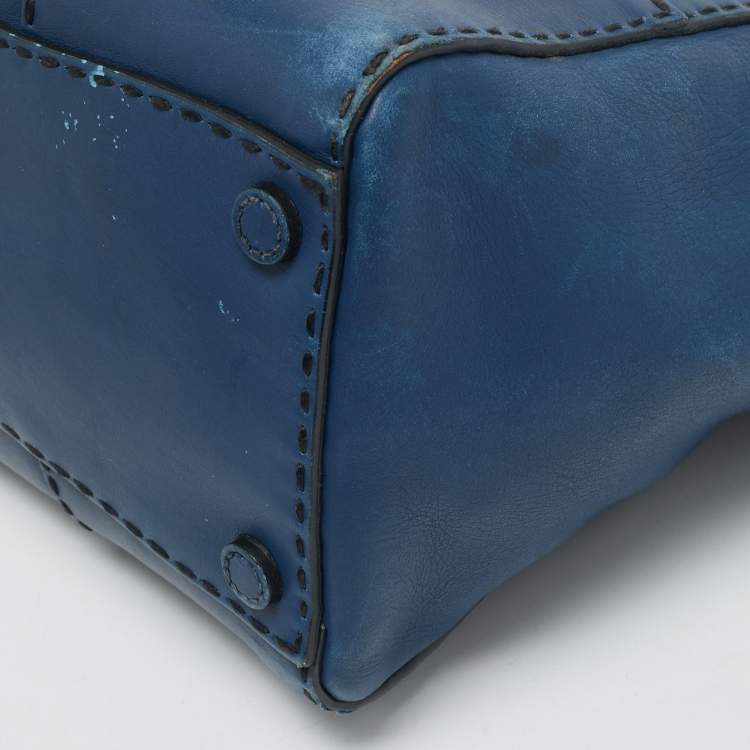Pre Owned Prada Blue City Calf Leather Twin Pocket Tote