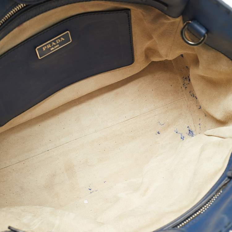 Pre Owned Prada Blue City Calf Leather Twin Pocket Tote