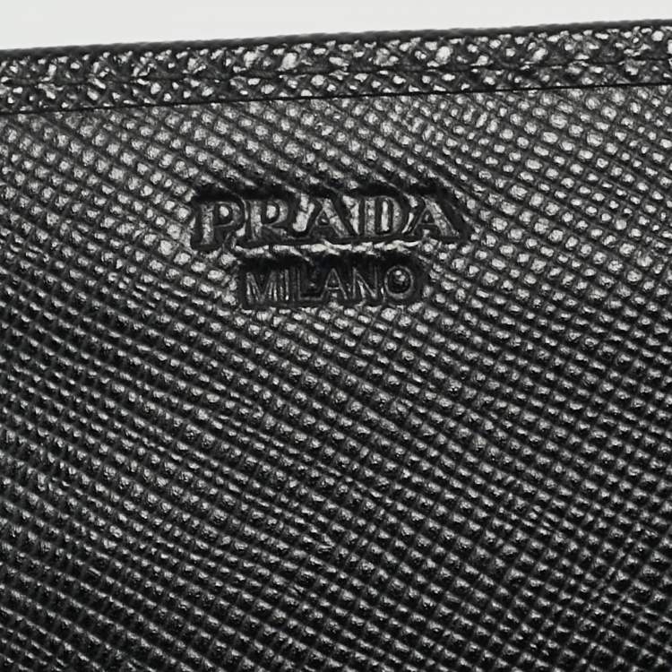 Pre Owned Prada Black Saffiano Metal Leather Triangle Logo Flap Continental Wallet