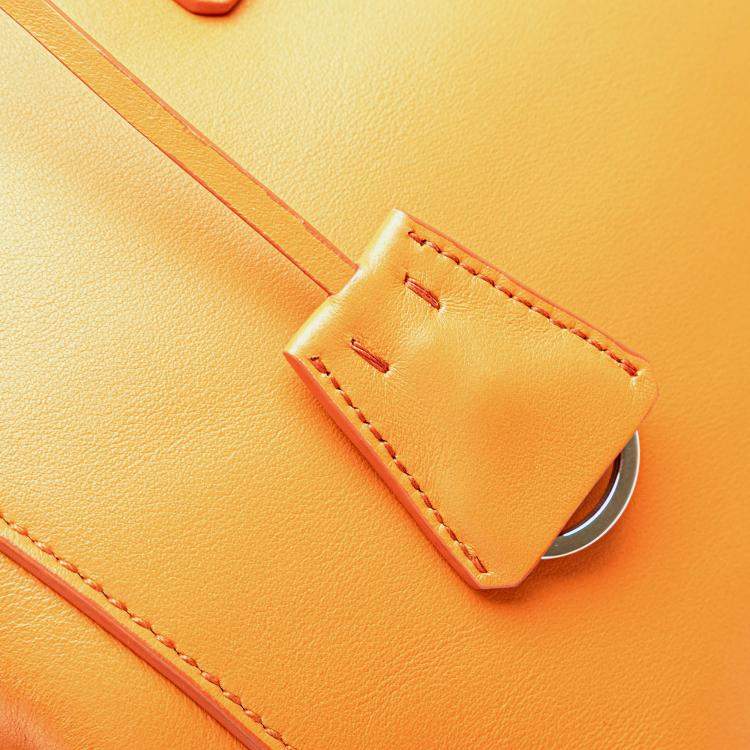 Pre Owned Prada Orange Medium Soft Calf Galleria Double Zip Tote