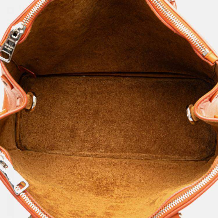 Pre Owned Prada Orange Medium Soft Calf Galleria Double Zip Tote
