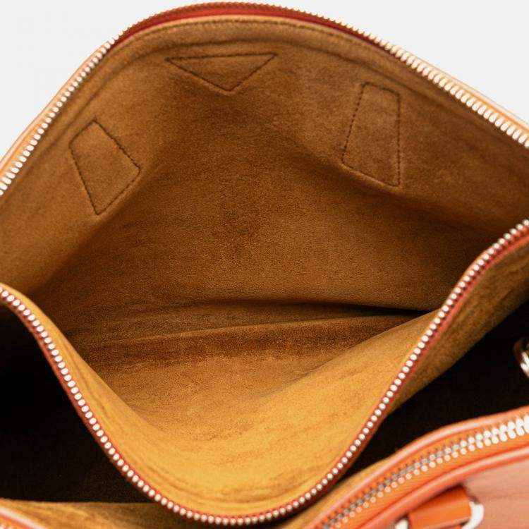 Pre Owned Prada Orange Medium Soft Calf Galleria Double Zip Tote