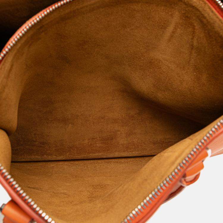 Pre Owned Prada Orange Medium Soft Calf Galleria Double Zip Tote